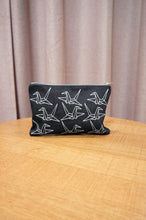 Paper Cranes on Small Denim Zip Up Pouch