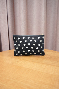 Hearts on Small Denim Zip Up Pouch