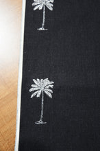 L.A. in Metallic Silver on Dark Denim Table Runner 6-8 Seater