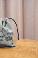 Mia on Gray Canvas Mini Drawstring Pouch