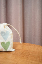 Pastel Hearts on Light Canvas Mini Drawstring Pouch