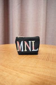 MNL on Black Canvas Coin Purse