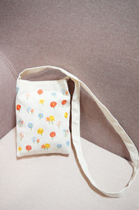 Cotton Candy Flowers on Natural Canvas Mini Sling Bag