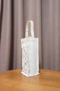 Pastel Hearts on Natural Canvas Water Bottle Bag