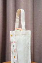 Pastel Hearts on Natural Canvas Water Bottle Bag