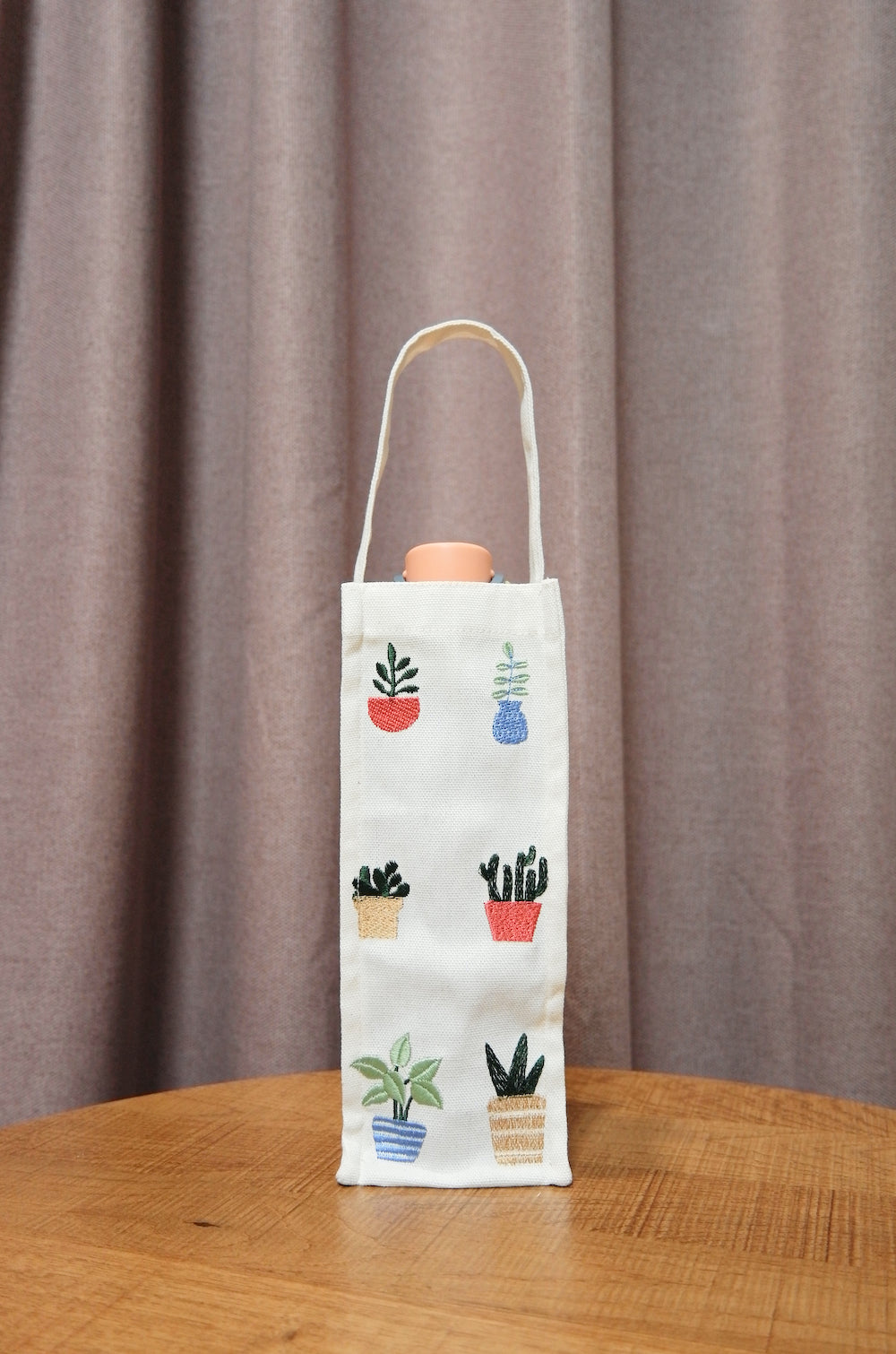 Plants Are Our Friends on Natural Canvas Water Bottle Bag