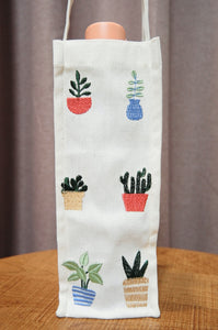 Plants Are Our Friends on Natural Canvas Water Bottle Bag