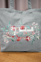 Floral Jeepney on Gray Canvas Shopping Tote