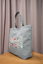 Floral Jeepney on Gray Canvas Shopping Tote