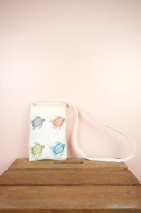 Turtles on Natural Canvas Mini Sling Bag