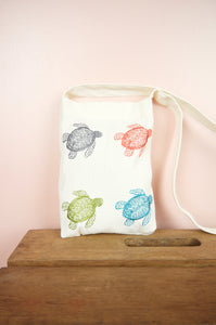 Turtles on Natural Canvas Mini Sling Bag