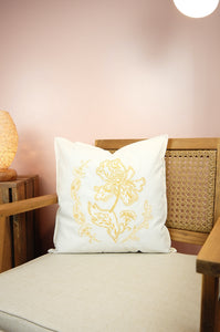 Savannah in Mustard on Light Canvas Cushion Cover