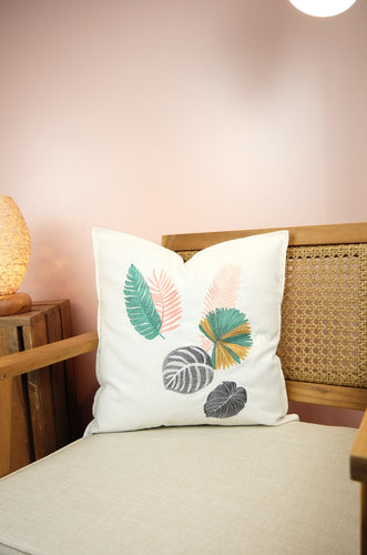 Assorted Leaves on Light Canvas Cushion Cover