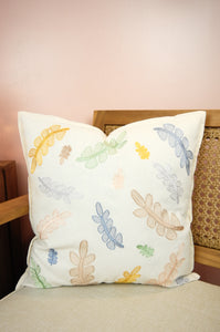 Colorful Leaves on Light Canvas Cushion Cover