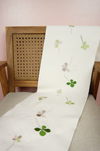 Clover Leaves on Natural Canvas Table Runner 6-8 Seater