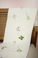 Clover Leaves on Natural Canvas Table Runner 6-8 Seater