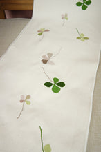 Clover Leaves on Natural Canvas Table Runner 6-8 Seater