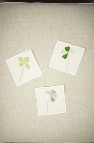 Clover Leaves on Natural Canvas Coaster