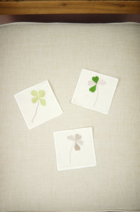 Clover Leaves on Natural Canvas Coaster