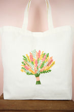 Spring Bouquet on Natural Canvas Shopping Tote
