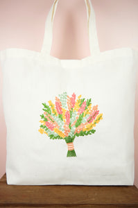 Spring Bouquet on Natural Canvas Shopping Tote