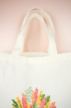 Spring Bouquet on Natural Canvas Shopping Tote