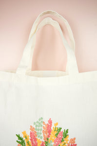 Spring Bouquet on Natural Canvas Shopping Tote