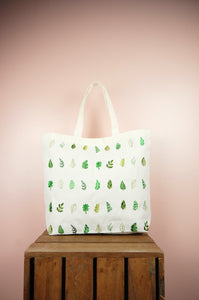 Leaves on Natural Canvas Shopping Tote
