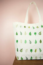 Leaves on Natural Canvas Shopping Tote
