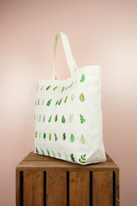Leaves on Natural Canvas Shopping Tote