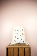 Puppies on Natural Canvas Drawstring Backpack