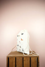 Puppies on Natural Canvas Drawstring Backpack