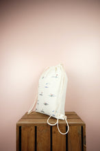 Beach on Natural Canvas Drawstring Backpack