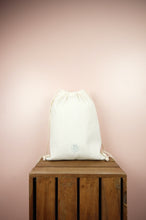 Beach on Natural Canvas Drawstring Backpack