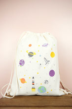 Planets on Natural Canvas Drawstring Backpack