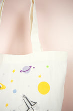 Planets on Natural Canvas Shoulder Tote
