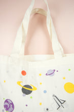 Planets on Natural Canvas Shoulder Tote