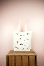 Puppies on Natural Canvas Shoulder Tote