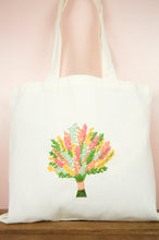 Spring Bouquet on Small Natural Canvas Tote
