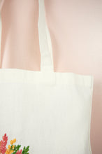Spring Bouquet on Small Natural Canvas Tote