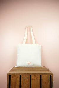 Spring Bouquet on Small Natural Canvas Tote