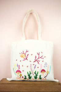 Garden on Small Natural Canvas Tote