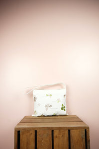 Clover Leaves on Natural Canvas Small Sling Bag