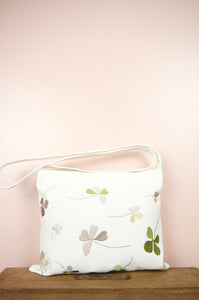 Clover Leaves on Natural Canvas Small Sling Bag