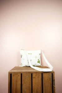 Clover Leaves on Natural Canvas Small Sling Bag