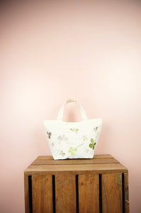Clover Leaves on Natural Canvas Small Handbag