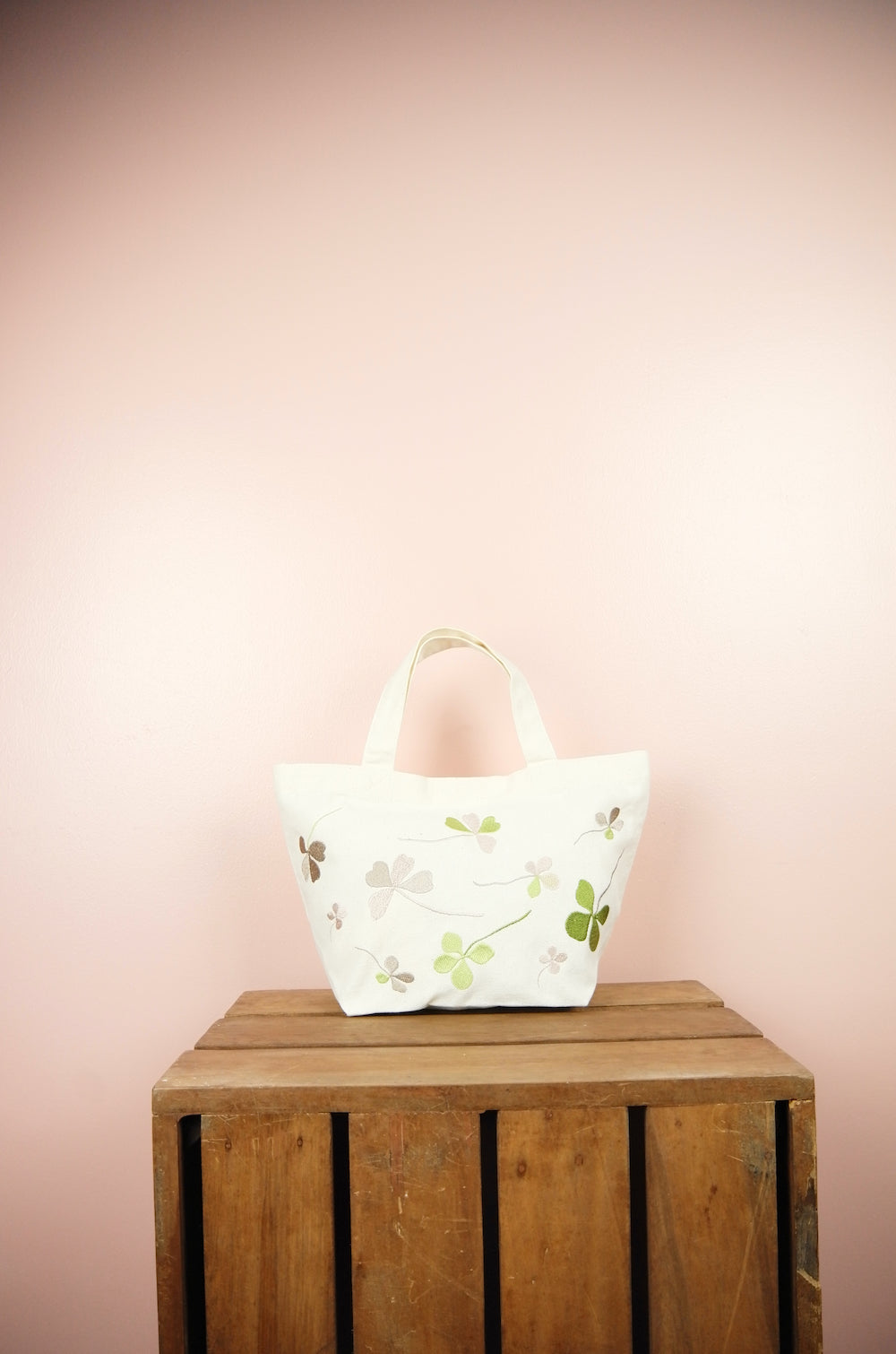 Clover Leaves on Natural Canvas Small Handbag