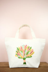 Spring Bouquet on Natural Canvas Small Handbag