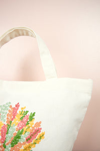 Spring Bouquet on Natural Canvas Small Handbag