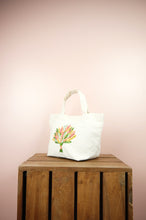 Spring Bouquet on Natural Canvas Small Handbag